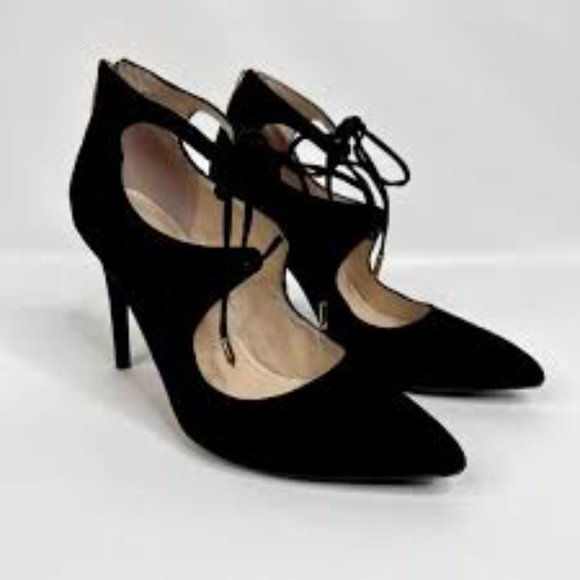 Marc Fisher Shoes - Marc Fisher Vegan Suede Black Lace Up Stiletto Pumps Sz 7‎ - EUC
